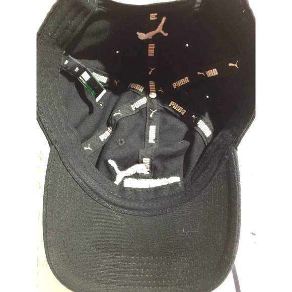 Puma Hat Cap Strapback Black White Adjustable Embroidered - Picture 3 of 5